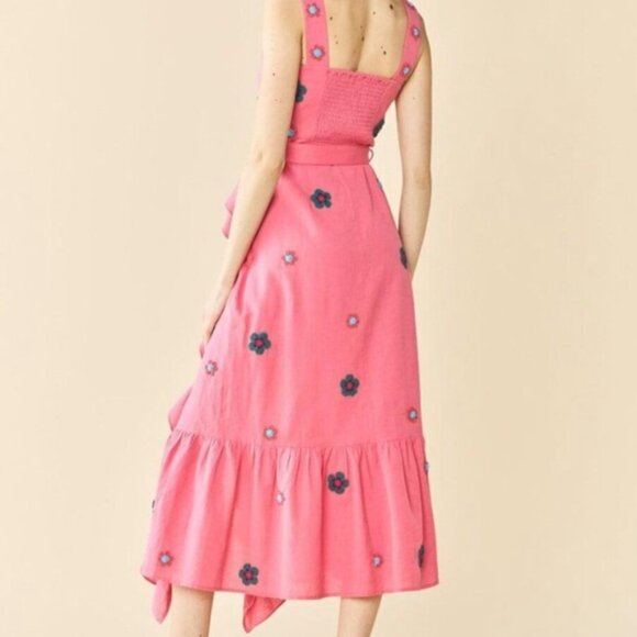 Pink Floral Ruffle Midi Dress - Picture 2 of 2